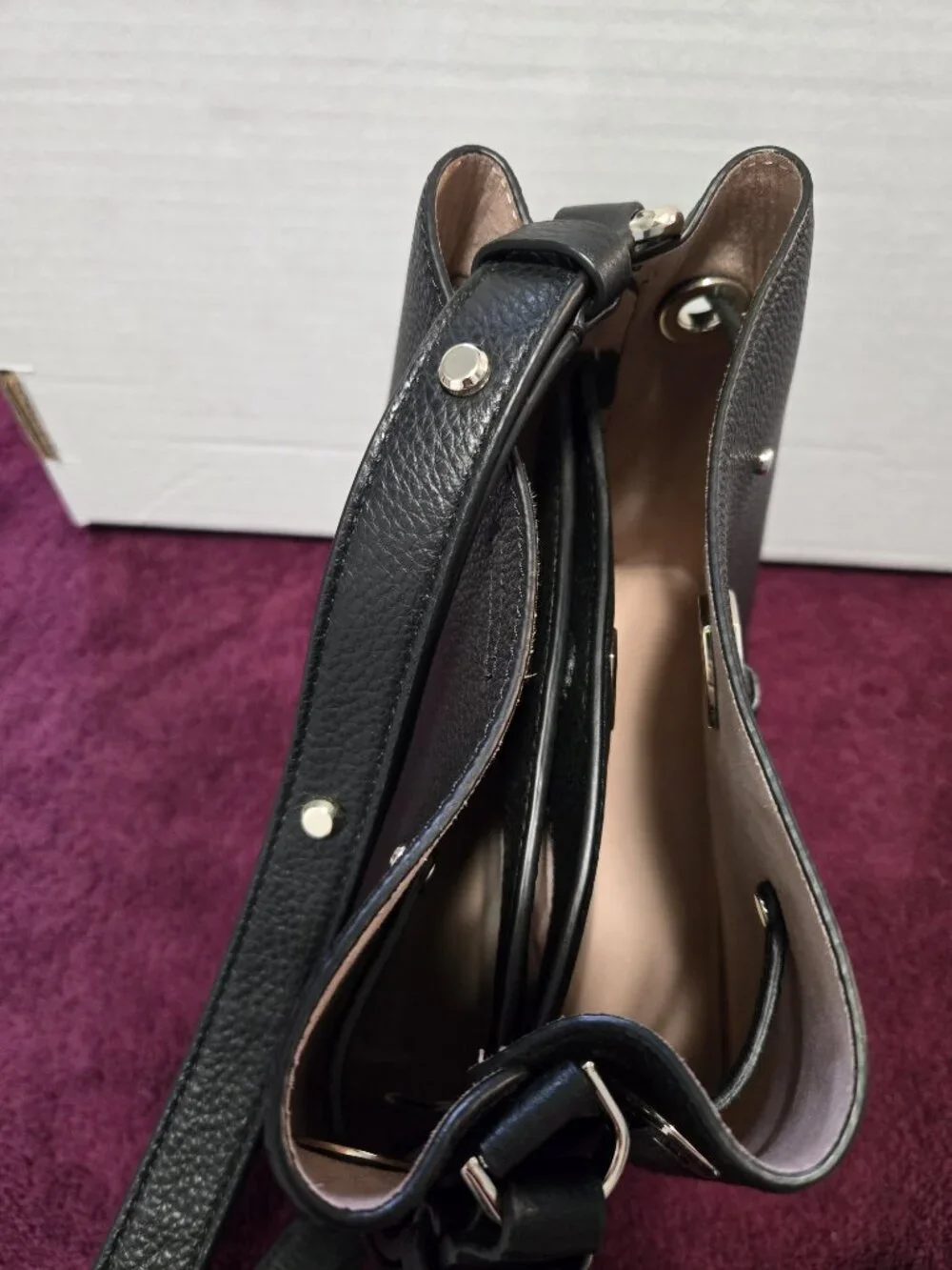 Kate Spade Black Marti Small Bucket Bag Pebbled Leather Shoulder Crossbody Bag